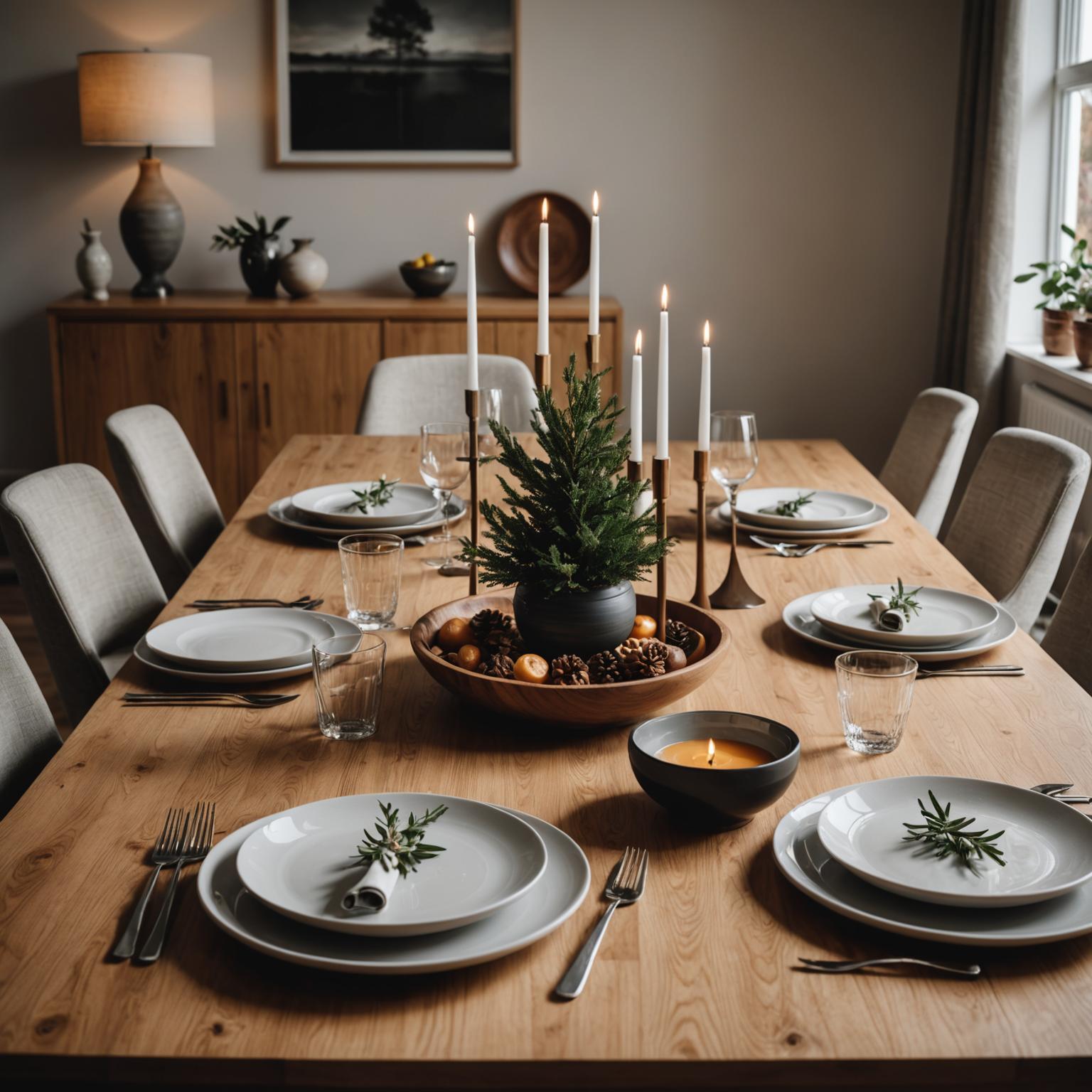 Solid timber dining table in a modern dining room