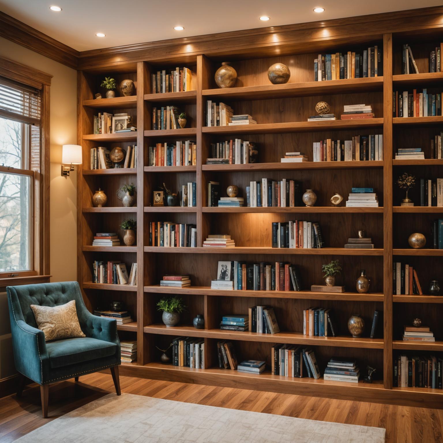 Library shelving unit in pine