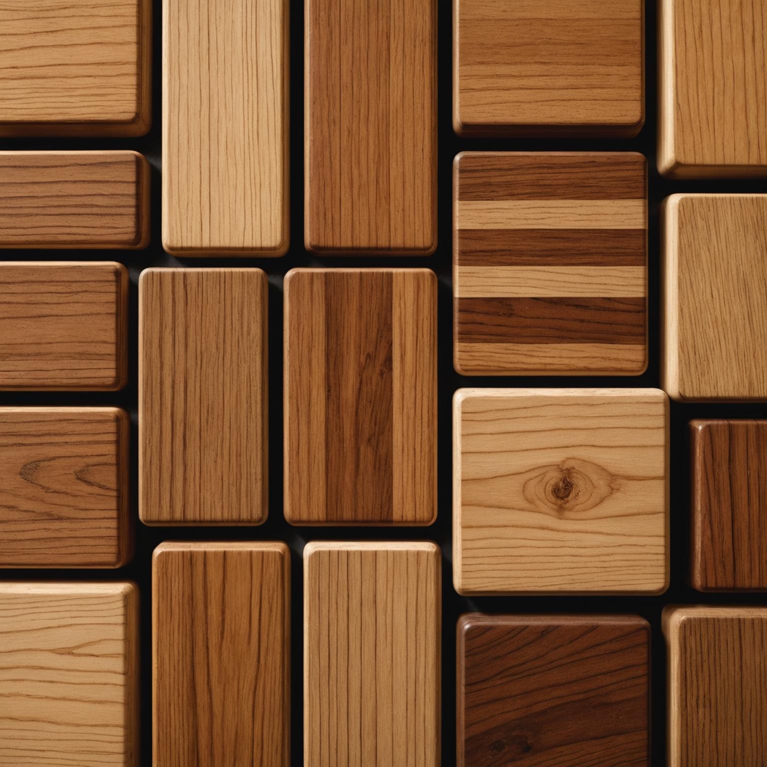 Selection of timber species samples on display